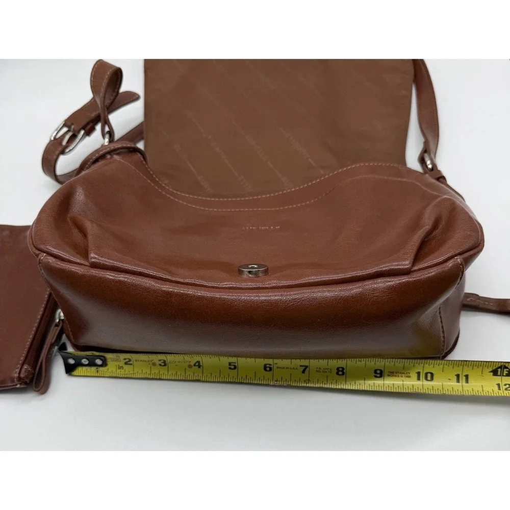 Aurielle Tan Brown Leather Organizer Medium Shoulder Bag Satchel With Wallet - Picture 10 of 11